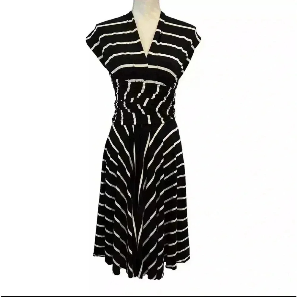 Black w/ White Stripes Butter Dress by Nadia OSFM